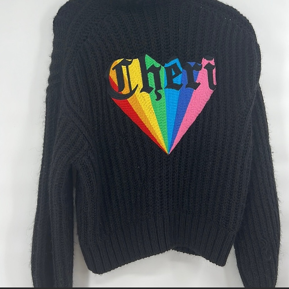 Zadig & Voltaire Black Knit Turtleneck Sweater with Cheri